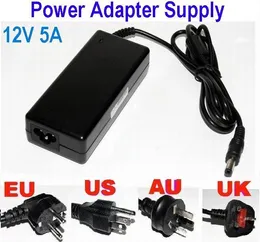 AC100~240V to DC 12V 5A 60W Power Supply Adapter Cord for LED Stirp Balance changer jack 5.5 * 2.5mm