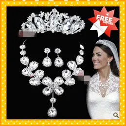 2022 Fashion Kates Bridal Smycken Royal Crowns Tiaras Crystals Wedding Bride Set Set Tillbehör Set
