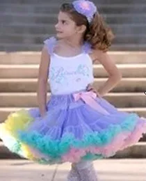 free shipping 2-8T christmas girl baby tutu pettiskirt children ruffle tulle table skirt rainbow dance tutu skirt 10pcs/lot
