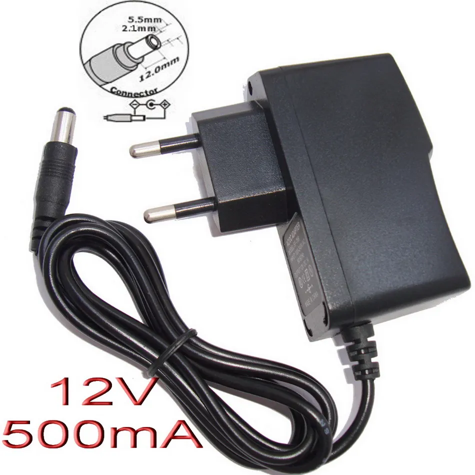 EU Plug AC/DC 9V 500mA 0.5A Power Supply Adapter Adaptor Charger 5.5mm x  2.1mm