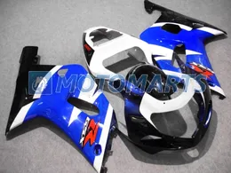 مجموعة أبيض ABS الأزرق الأزرق لـ GSXR 600 750 K1 2001 2002 2003 GSXR600 GSXR750 01 02 03 R600 R750