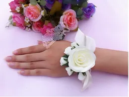 50 st Wedding Supplies Bride hand blomma systrar hand blommor rosor vit