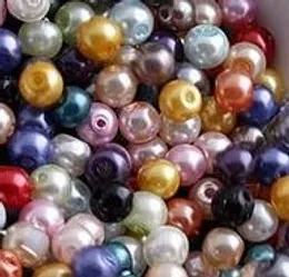 متعدد الألوان جولة حبات اللؤلؤ الزجاج التقليد 4MM 3000pcs / lot فضفاض الخرز مجوهرات DIY صالح أساور قلادة