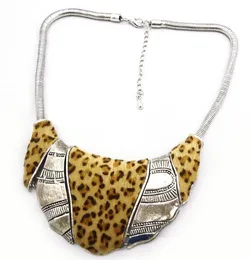 Krage haklapp halsband het ny chunky ormkedja man gjorde leopard design metall 2 colors