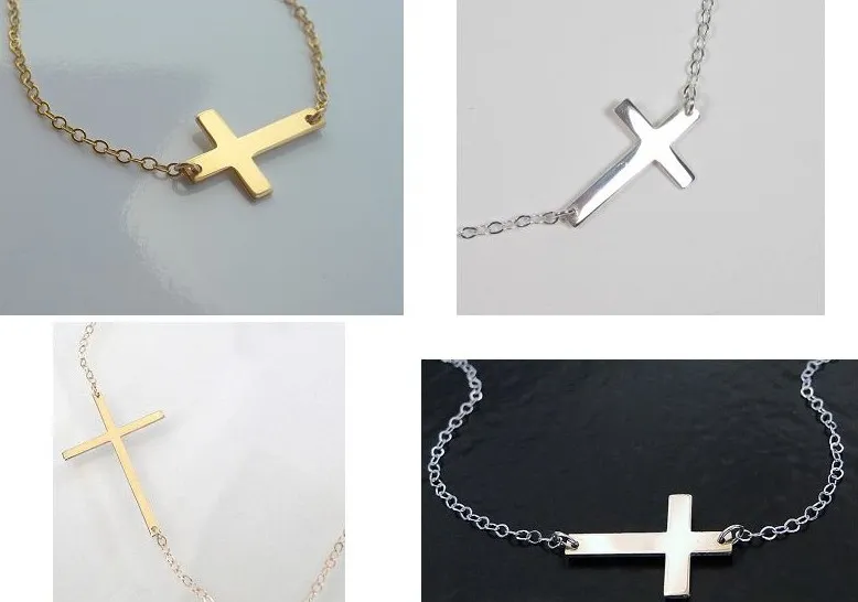 Save Big on Bulk Sideways Cross Necklace Gold 30pcs* Alloy RARE Horizontal  Sideways Cross Necklace Suffix Gold Celebrity Pendant Silver Best Deals 