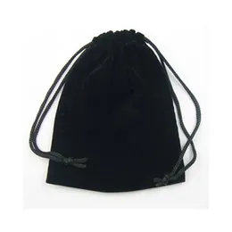 Black Velvet Bijoux Sacs Pochettes Pachets Affichage de l'emballage pour Cadeau Cadeau Fashion Cadeau Bague Bague Collier 100pcs / Lot B03