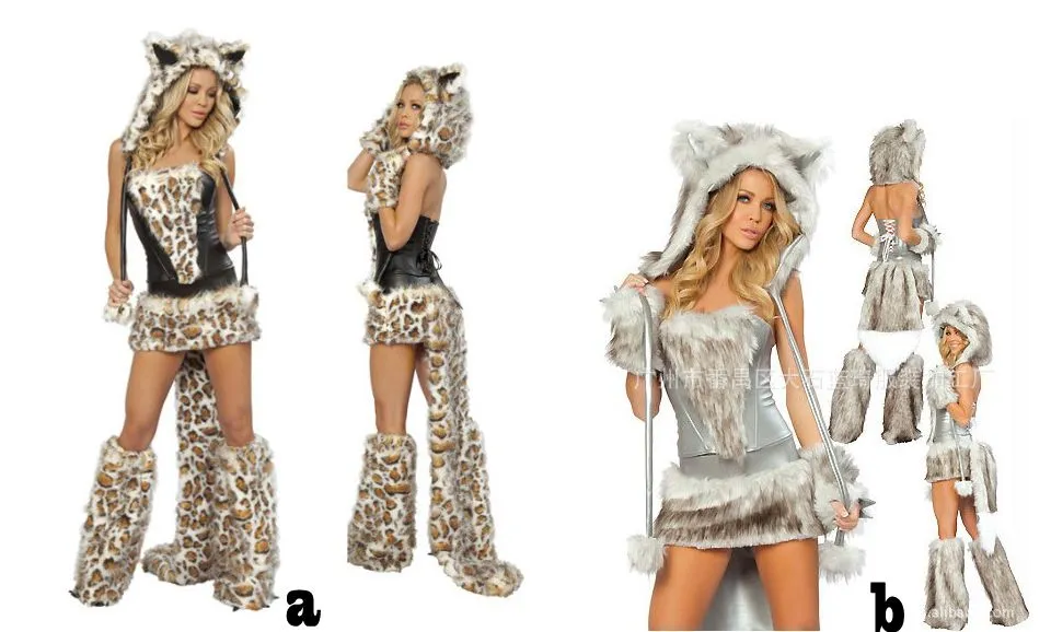 Sexy Leopard Print Furry Costume Halloween Catsuit... From Jessie06, $46.05 