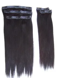 Tessuto per capelli 100% Clip-in peruviano 20 "24" 10 pezzi / set 120g capelli dritto colore # 2 trama di trama dei capelli
