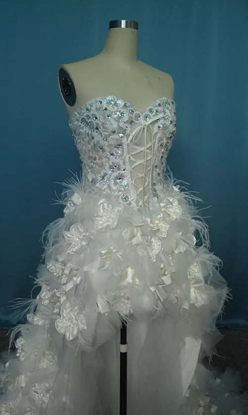 2015 Custom Made Real Picture Luxury Wedding Dress High Low Wedding ...