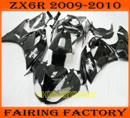 Błyszczący Blk Motocykl ABS Fairing dla Kawasaki Ninja ZX6R 09 10 ZX 6R 2009 2010 Custom Race Kit Body Kit