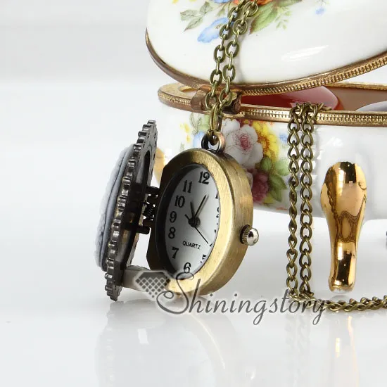 Woman Head Cameo Pocket Chain Watch Vintage Style Mens Pocket Watch
