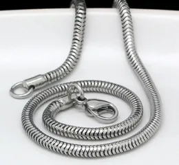 3.2mm de alta qualidade de prata em aço Inoxidável rodada colar de corrente de cobra, 21.6 ''. Para o aniversário dos homens legal