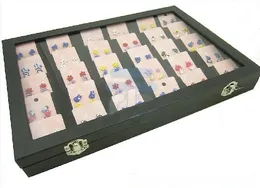 30 compartimentos exhibición de la joyería superior de cristal tapa de la caja del caso