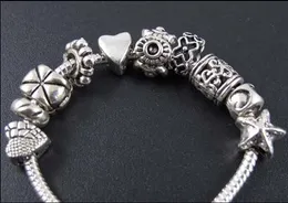 Sterne Blumen Großes Loch Spacer Perlen 100 teile / los Mix Tibetischen Silber Fit Europäischen Charme Armband Schmuck DIY
