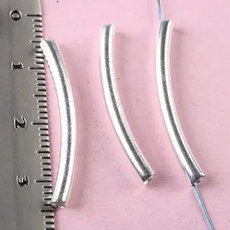 60Pcs placa de plata 30MM LARGO tubo curvado perlas H0942