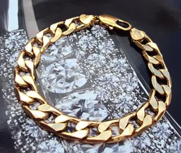 GOOL MEN'S 18K Yellow Gold Grube Bransoletka Bransoletka 10mm Szerokość 9 "225 mm 100% Prawdziwe złoto, nie solidne nie pieniądze.