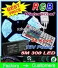 LED-remsor 5m 5050 SMD RGB LED-strip Light Waterproof + 44 Key IR Remote Controller + Strömförsörjning 110V-240V HKD230912