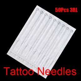 50pcs 3RL aiguilles de tatouage stériles jetables 3 doublure ronde pour les gobelets d'encre de pistolet de tatouage