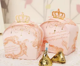 100 pcs. Pink Crown Candy Boxes Wedding Faovrs Sweet Gift Box