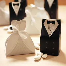 Hot Candy Box Bride Groom Wedding Bridal Favor Scatole regalo Abito Smoking 100 pezzi = 50 paia Nuovo