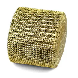 5 Szerokość jardów 4.75 "Spinal Diamond Mesh Wrap Roll Gold Sparkle Rhinestone Crystal Wstążka