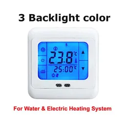LCD Touch Screen Programmable Digital Underfloor Heating Thermostat with Floor& Air Sensor 110v and 220v for option Free shipping