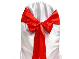 50 pcs vermelho cetim faixa cadeira proa festa de casamento decorações de banquete cintilante escolher cor nova