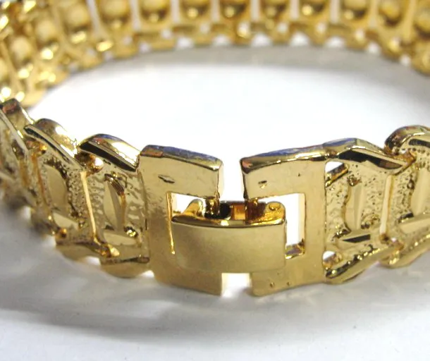 Simple Design 24K Gold Color Chain Bracelet for Men Never Fade Vintage Men's  Hook Bracelet Bangle Jewelery Male Jewelry Gifts