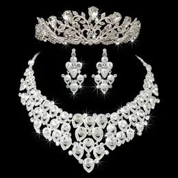 Vendita calda fidanzamento gioielli donna set nobile lucido corona tiara orecchini collana gioielli da sposa accessori decorazione custome