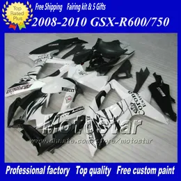 스즈키 GSXR 600 750 2008 2009 2010 페어링 K8 08 09 10 GSX-R750 GSX-R600 용 블랙 흰색 코로나 알 스테어 페어링 키트