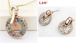 Mode-Accessoires Bijouterie für Frauen Rose Vergoldung Kristall Anhänger Halskette Ohrring Schmuck-Sets machen mit Swarovski Elements 2881