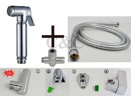 Väggmonterad krom shattaf bidet toalettstol duschspray med mässing T -adapter - gratis frakt