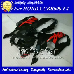 Honda CBR600 için özelleştirilmiş Siyah Kırmızı motosiklet Fairings kiti F4 1999 2000 CBR600F4 99 00 CBR 600F4 Fairing kitleri