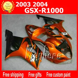 Kit de carénage de course gratuit 7 cadeaux personnalisé pour GSXR1000 03 04 GSX R1000 2003 2004 carénage K3 G1h ensemble de carrosserie noir de rechange moto noir