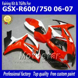 7 Гифтс набор для инъекционного формования для Suzuki 2006 2007 GSXR 600 750 K6 GSXR600 GSXR750 06 07 R600 R750 Red Whitework