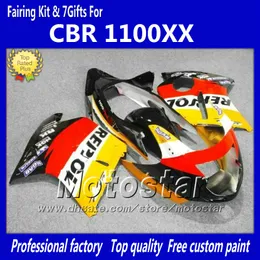 ホンダCBR1100XX 1997-2003 CBR 1100XXイエローブラックオレンジレプソルモーターサイクルフェアリングLL31用の注入OEMフェアリングキット