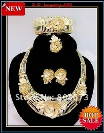 Top Quality Banhado A Ouro Grande Flor Jóias Set Wedding Nupcial Elegante Banhado A Ouro Jóias Set 005