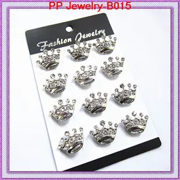 Free Shipping!B015 Fancy Bling Rhinestone Crystal Silver Small Crown Brooch Pins