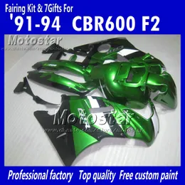 MOTOCYCLE FAININGS FÖR HONDA CBR600 F2 91 92 93 94 CBR600F2 1991 1992 1993 1994 CBR 600 Glossy Green Black Custom Fairings UU20