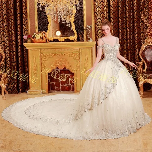 Ball Gown Wedding Dress with Chiffon Fabric, Chapel Train, Lace-up Back,  Off-Shoulder Neckline, and Beaded Sequin Embellishments from Dhgate Ball Gown  Wedding Dresses - price 393.97