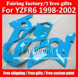 Free 7 gifts fairing kit for YAMAHA YZF R6 1998 1999 2000 2001 2002 YZF600R YZFR6 98 99 00 01 02 fairings G4s all blue body motorcycle parts