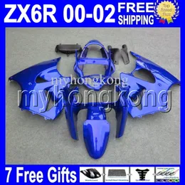 7gifts Free Custom Hot All Gloss Blue dla Kawasaki 00 01 02 ZX-6R ZX636 MK # 740 ZX-636 2000 2001 2002 ZX6R ZX 6R WŁAŚCICZENIA