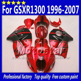 7 Gåvor ABS Fairings för Suzuki GSX1300R Hayabusa 1996 - 2007 GSX 1300R 96-07 GSX-1300R Svart i blankrig Röd Fairing BDoy Set SF27