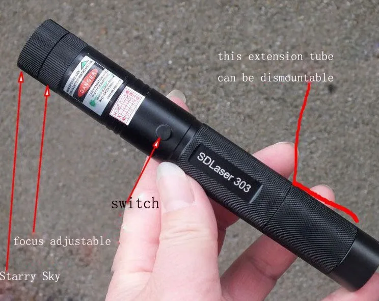 Puntatore laser verde con penna laser a fuoco regolabile SD 303 Potente  puntatore laser - Cina Penna laser regolabile, penna laser 303