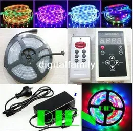 ドリームカラーLEDストリップライトRGB 5050マジックインテリジェント150LED 5M 133プログラム+ RFコントローラ+ 4A電源Freeshipping 1セット/ロット