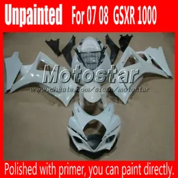 For SUZUKI Unpainted fairings GSXR1000 2007 2008 GSXR1000 07 08 GSXR 1000 2008 K7 polished fairing kit with primer kits 7 gifts