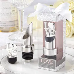 FREE SHIPPING 100PCS LOVE Chrome Bottle Pourer and Stopper Set Wedding favors/party favors supplies Love Stopper