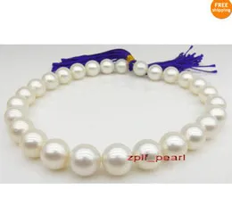Bijoux de perles raffinés énormes Naturel Naturel 18 "12-13mm véritable collier de perles blanc naturel 14k