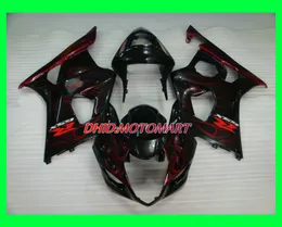 طقم قوالب حقن لسوزوكي GSXR1000 K3 03 04 GSXR 1000 2003 2004 New Red flames black Fairings set SE20