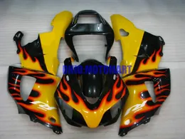 Kit de Carenagem de motocicleta para YAMAHA YZFR1 98 99 YZF R1 1998 1999 YZF1000 ABS Chamas Amarelo preto Carimbos conjunto + presentes YA07